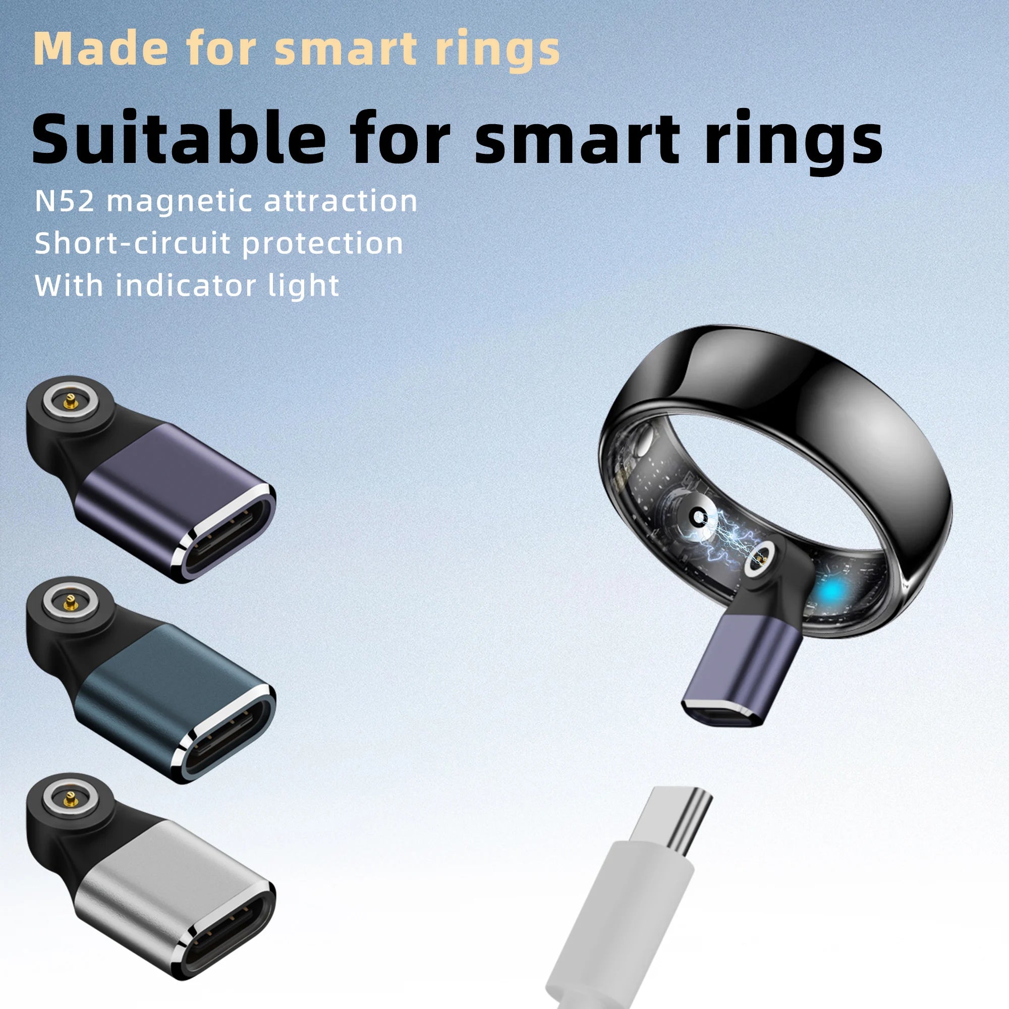 Type-C to Smart Ring Charging Adapter - Magnetic Connector