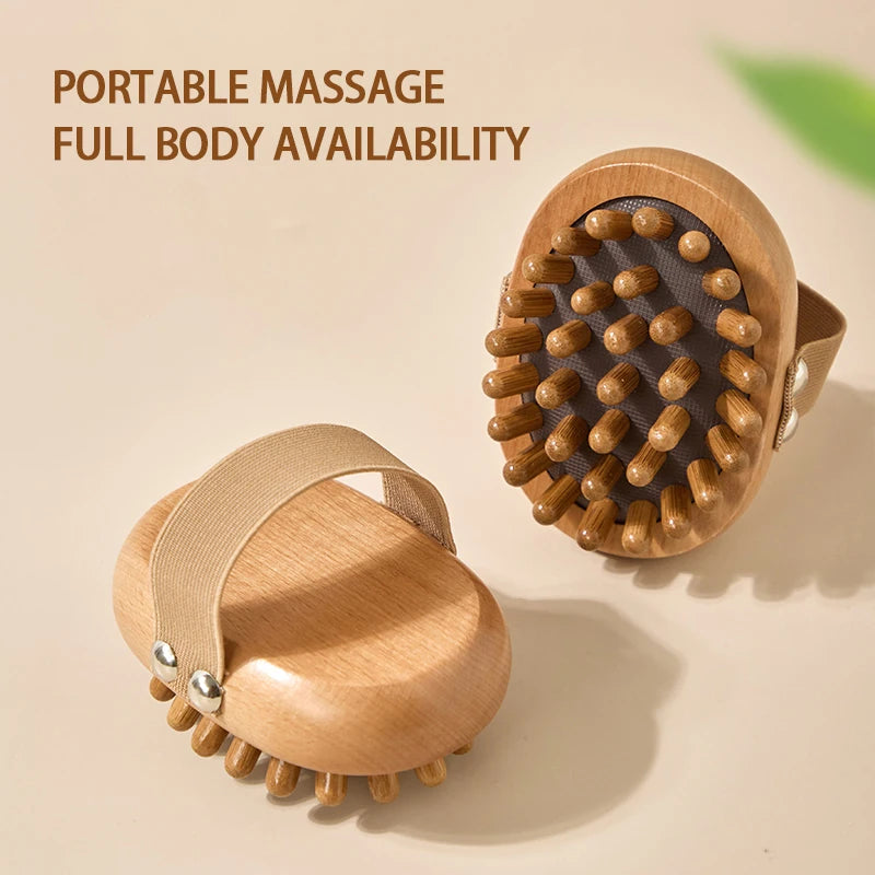 Wooden Massage Brush - 5-Element Body & Scalp Tool - EU Fast Shipping