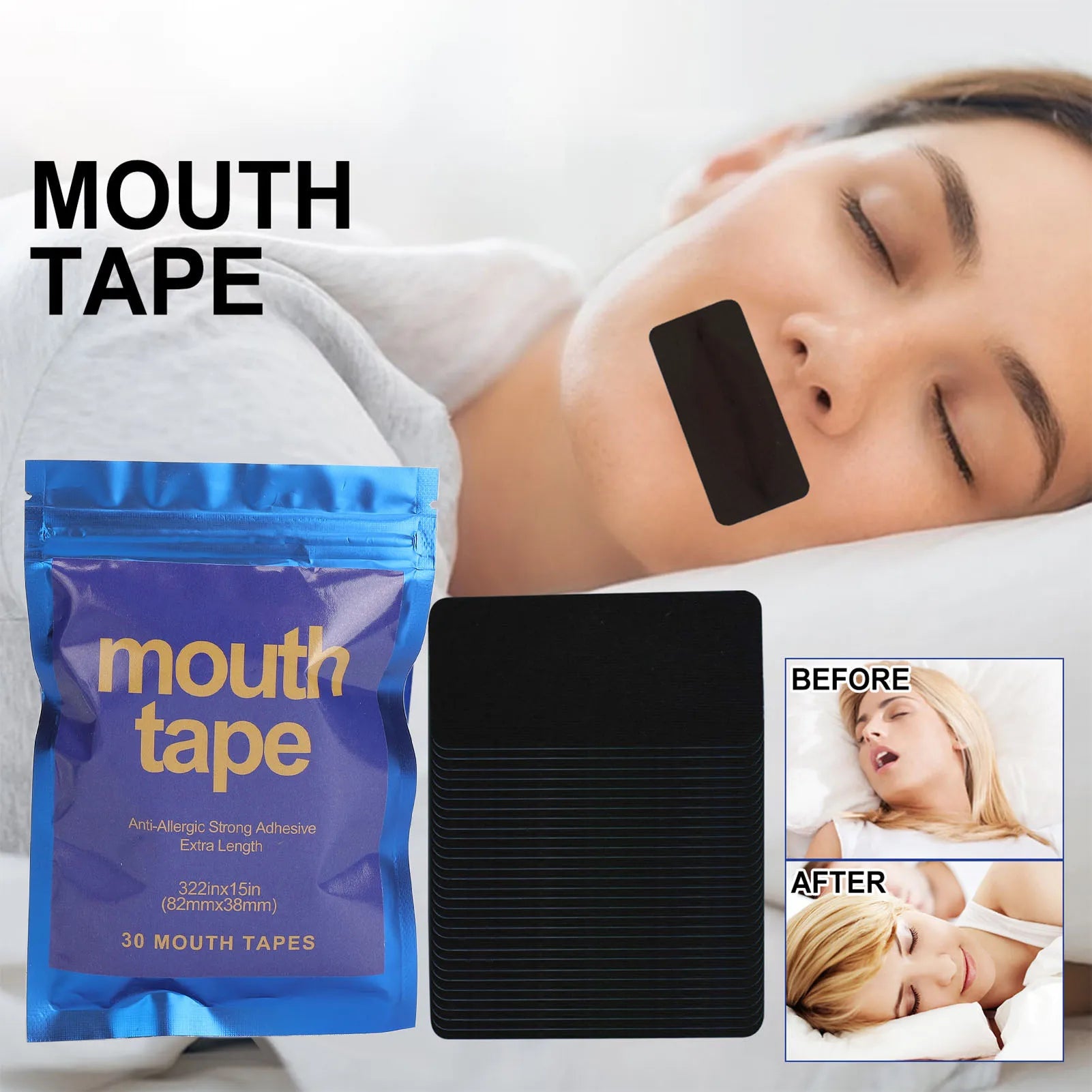 Mouth Tape for Sleeping 90pcs - Anti Snoring Sleep Strips