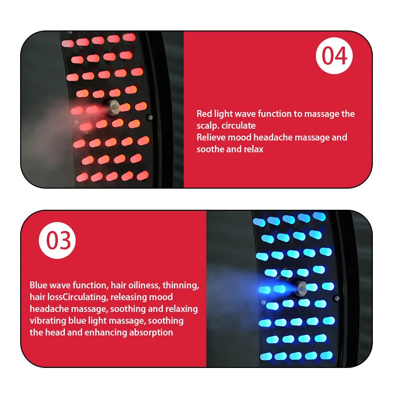 Electric Massage Comb - Blue & Red Light Therapy Scalp Massager