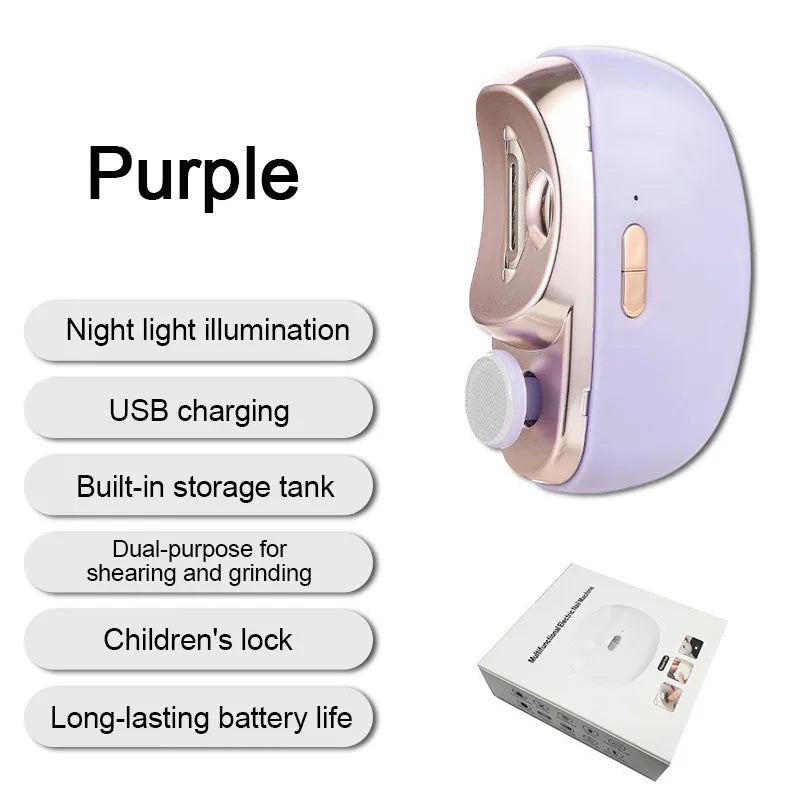 Electric Nail Cutter - 2-in-1 Automatic Nail Clipper with LED Light