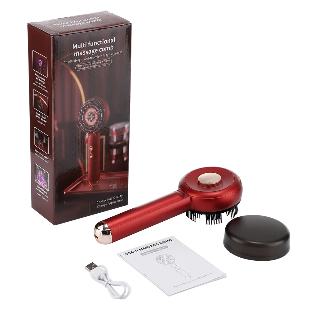 Electric Scalp Massage LED Comb - Vibration Therapy with Essential Oil Applicator