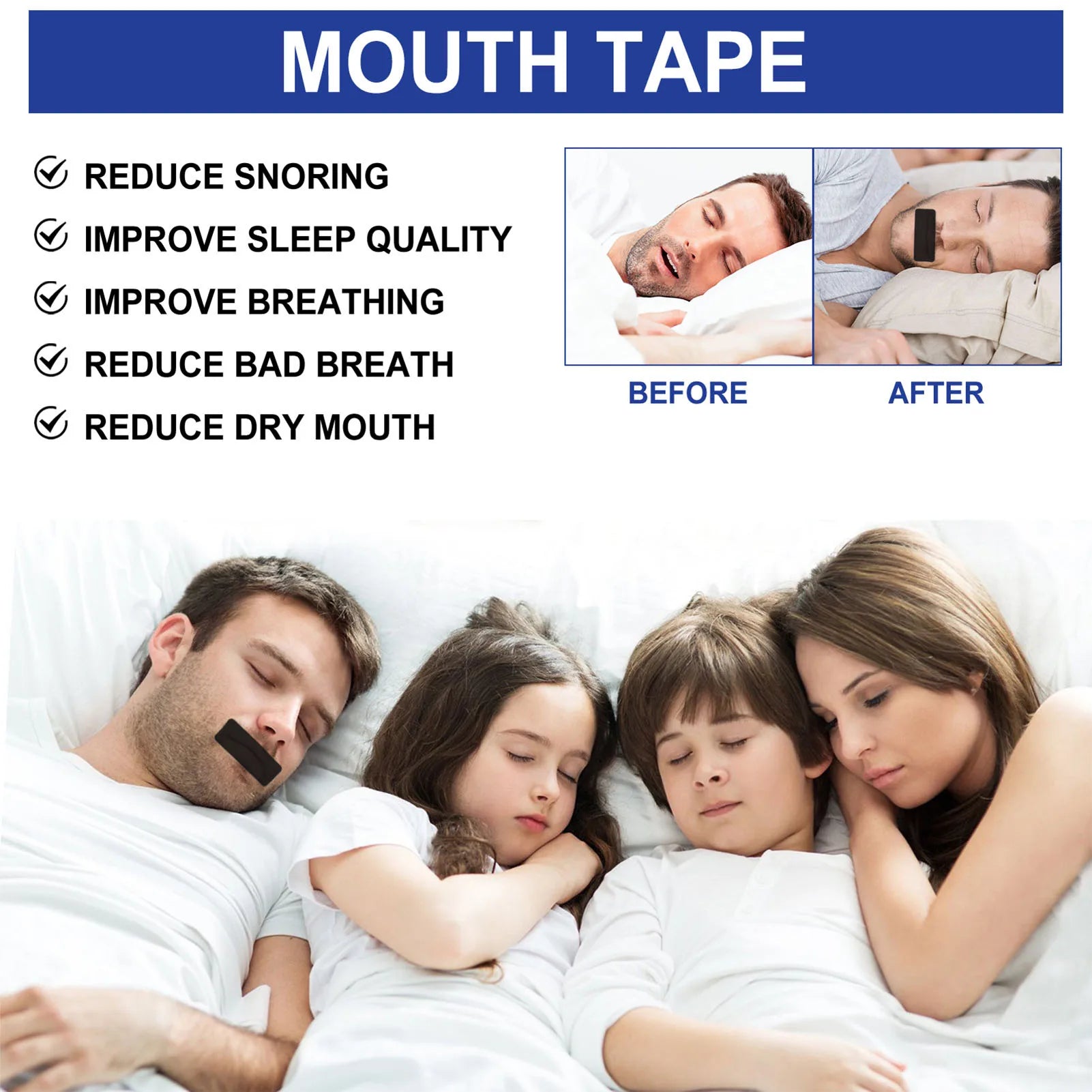 Mouth Tape for Sleeping 90pcs - Anti Snoring Sleep Strips