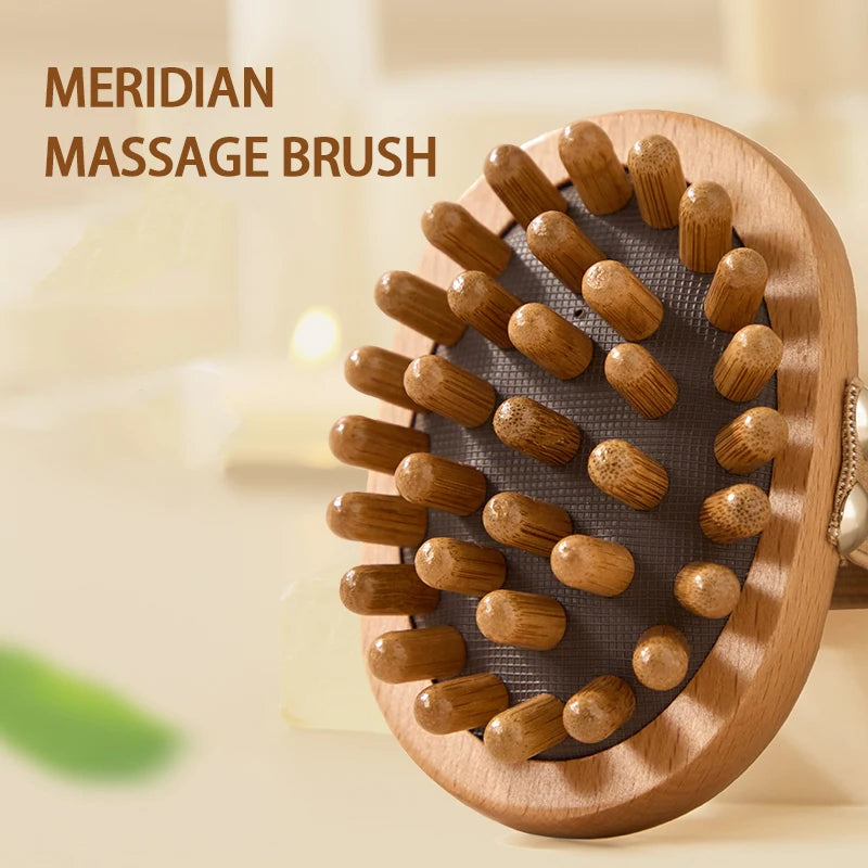 Wooden Massage Brush - 5-Element Body & Scalp Tool - EU Fast Shipping