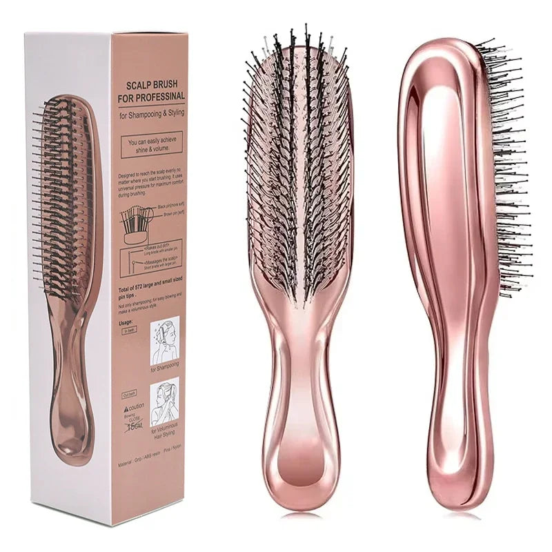 Premium Head Massager Brush - Rose Gold Scalp & Hair Detangling Tool