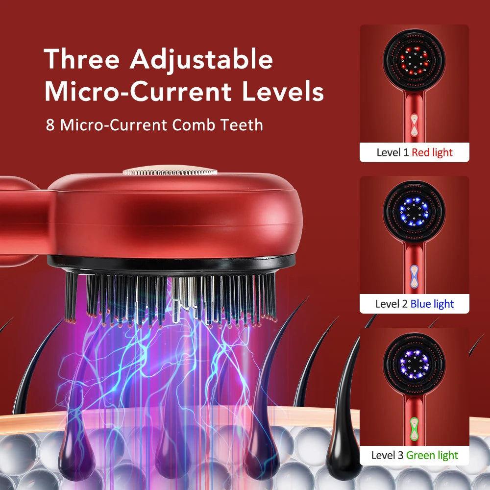 Electric Scalp Massage LED Comb - Vibration Therapy with Essential Oil Applicator