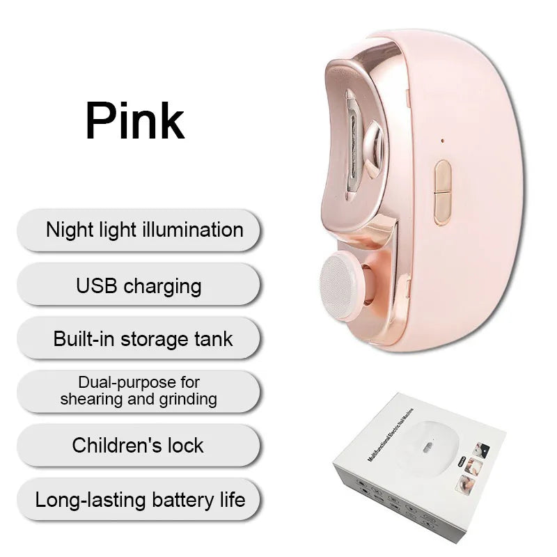 Electric Nail Cutter - 2-in-1 Automatic Nail Clipper with LED Light