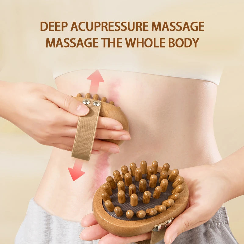 Wooden Massage Brush - 5-Element Body & Scalp Meridian Tool