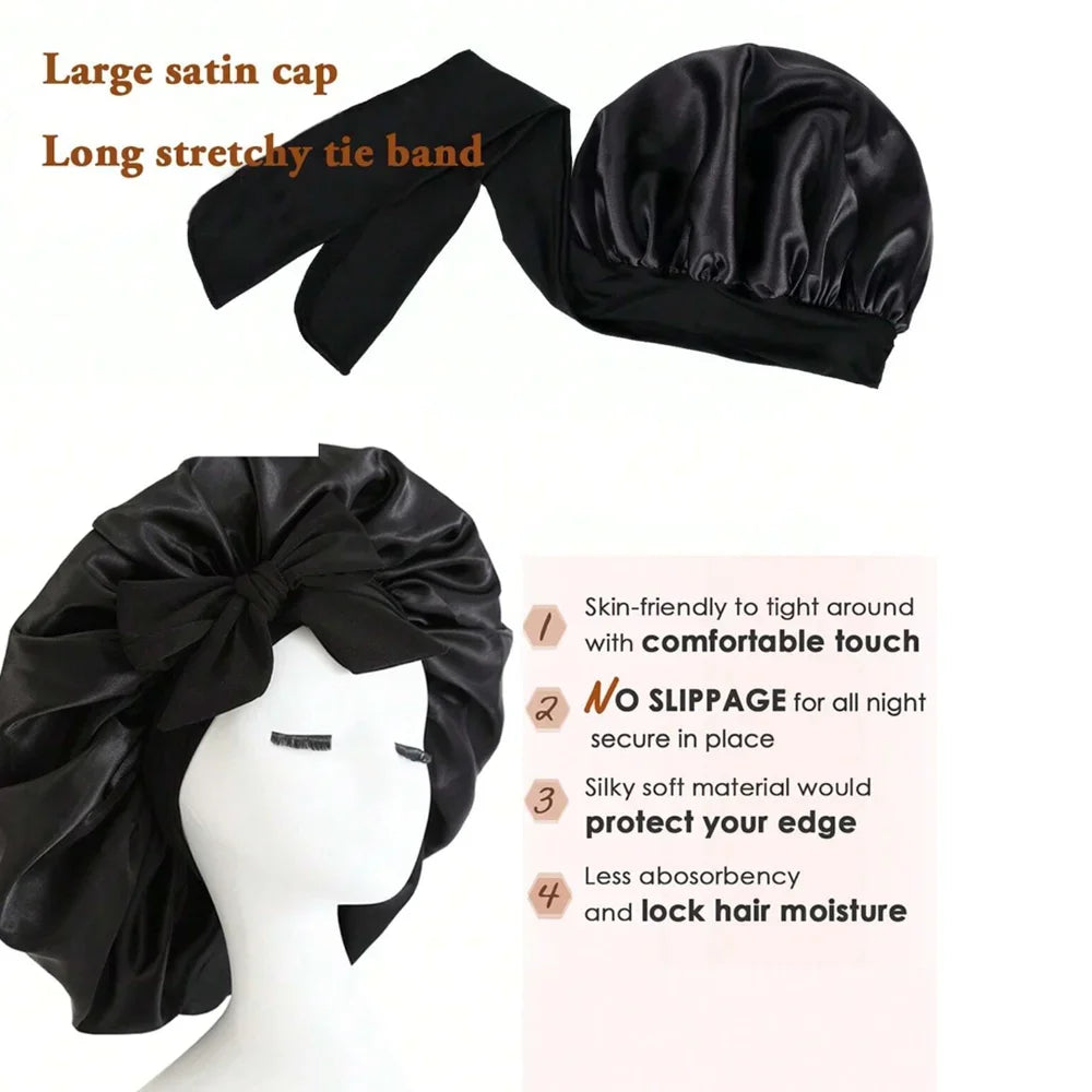 Satin Silk Hair Bonnet - Sleep Cap for Hair Protection