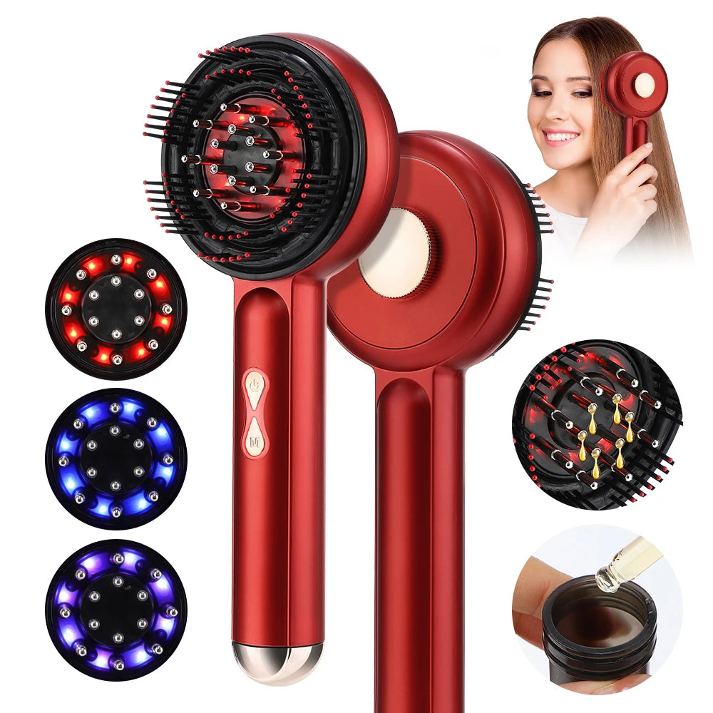 Electric Scalp Massage LED Comb - Vibration Therapy with Essential Oil Applicator
