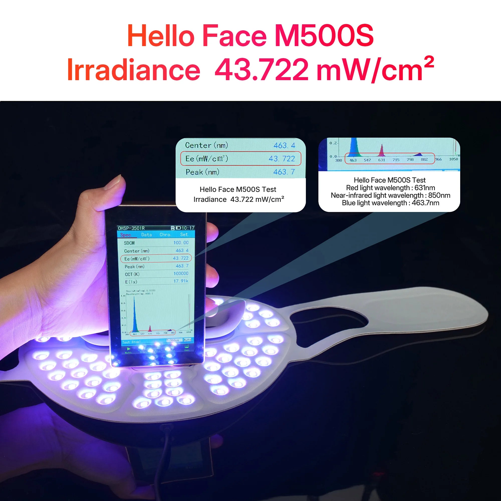 Hello Face M500S LED Red Light Therapy Mask - 510K Certified - EU Fast Shipping